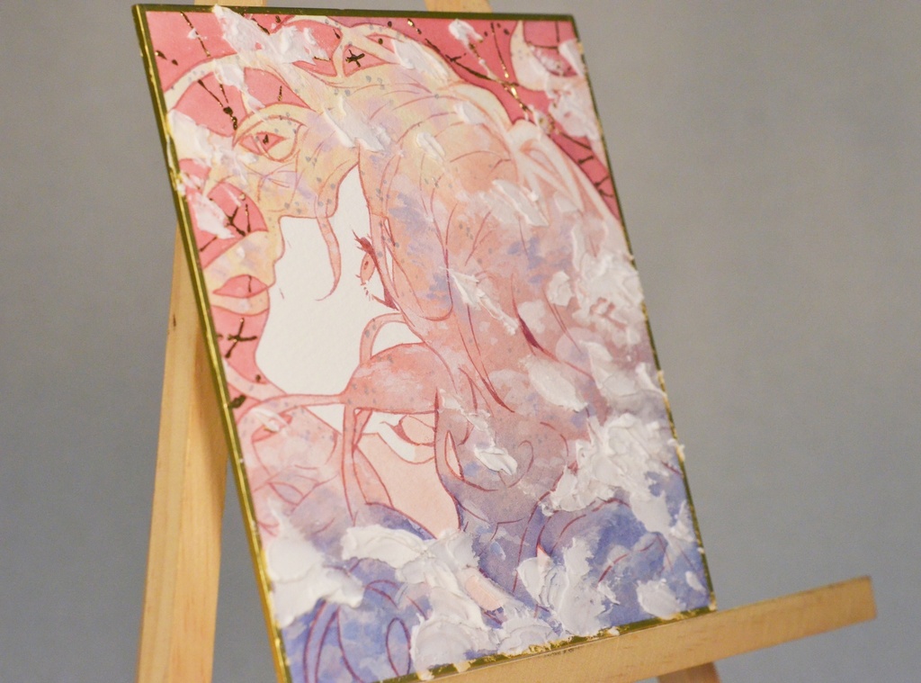 「曙色に染まる」 原画 オリジナル 手描きイラスト 女の子 1/4色紙サイズ 透明水彩