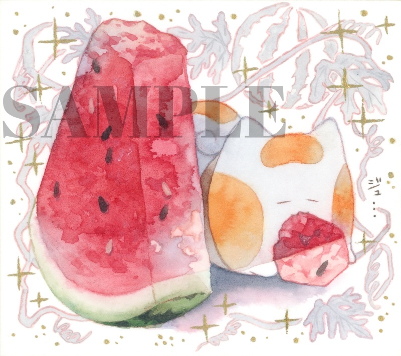 手描きイラスト オリジナル 「ここだけはゆずれない」 原画 創作 うたもちシリーズ 秋田犬 1/4色紙サイズ 透明水彩