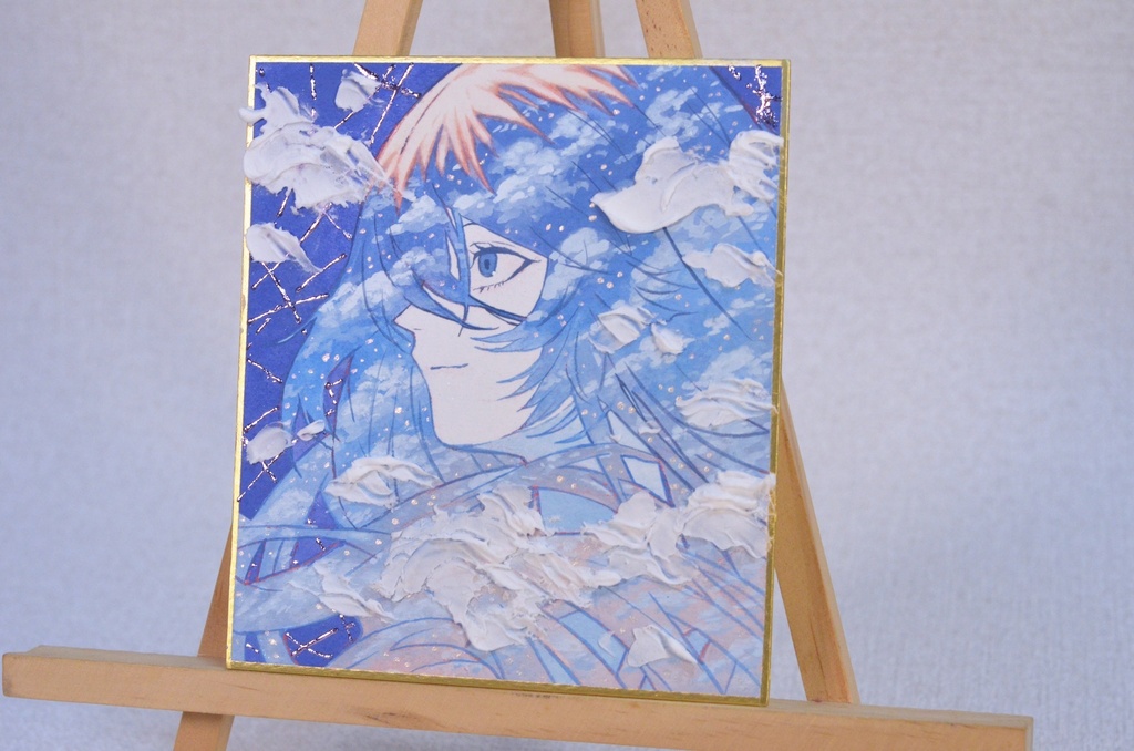オリジナル 手描きイラスト 女の子 「白藍に染まる」 1/4色紙サイズ 透明水彩 原画