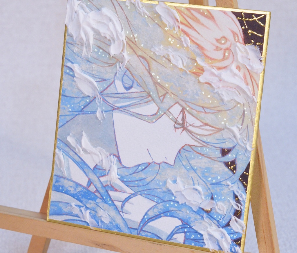オリジナル 手描きイラスト 女の子 「東雲色に染まる」 1/4色紙サイズ 透明水彩 原画