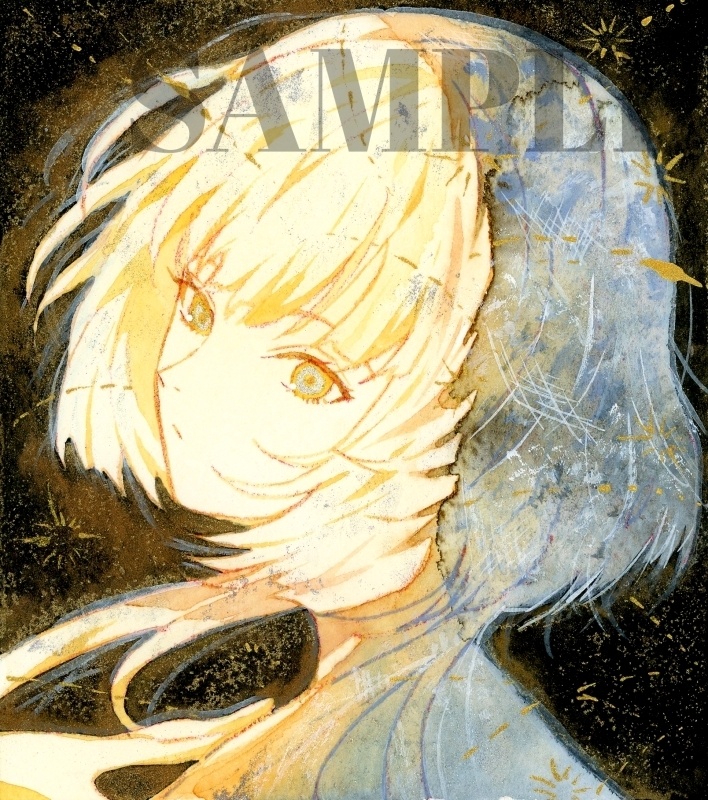 オリジナル 手描きイラスト 女の子 「寝待月の夜」 1/4色紙サイズ 透明水彩 原画