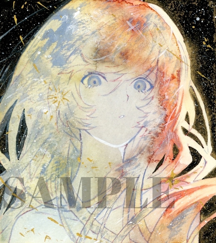 オリジナル 手描きイラスト 女の子 「三日月の夜」 1/4色紙サイズ 透明水彩 原画