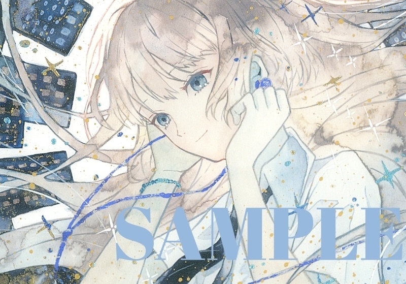 手描きイラスト 「君だけの景色」 オリジナル 女の子 正方形サイズ 透明水彩 原画