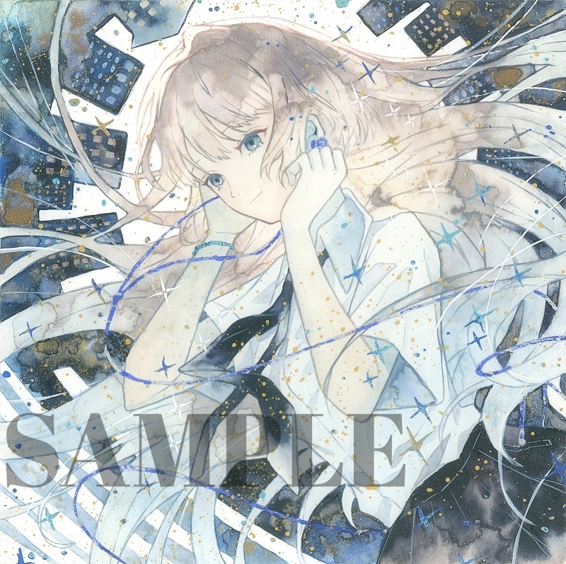 手描きイラスト 「君だけの景色」 オリジナル 女の子 正方形サイズ 透明水彩 原画