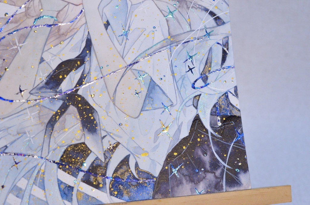 手描きイラスト 「君だけの景色」 オリジナル 女の子 正方形サイズ 透明水彩 原画
