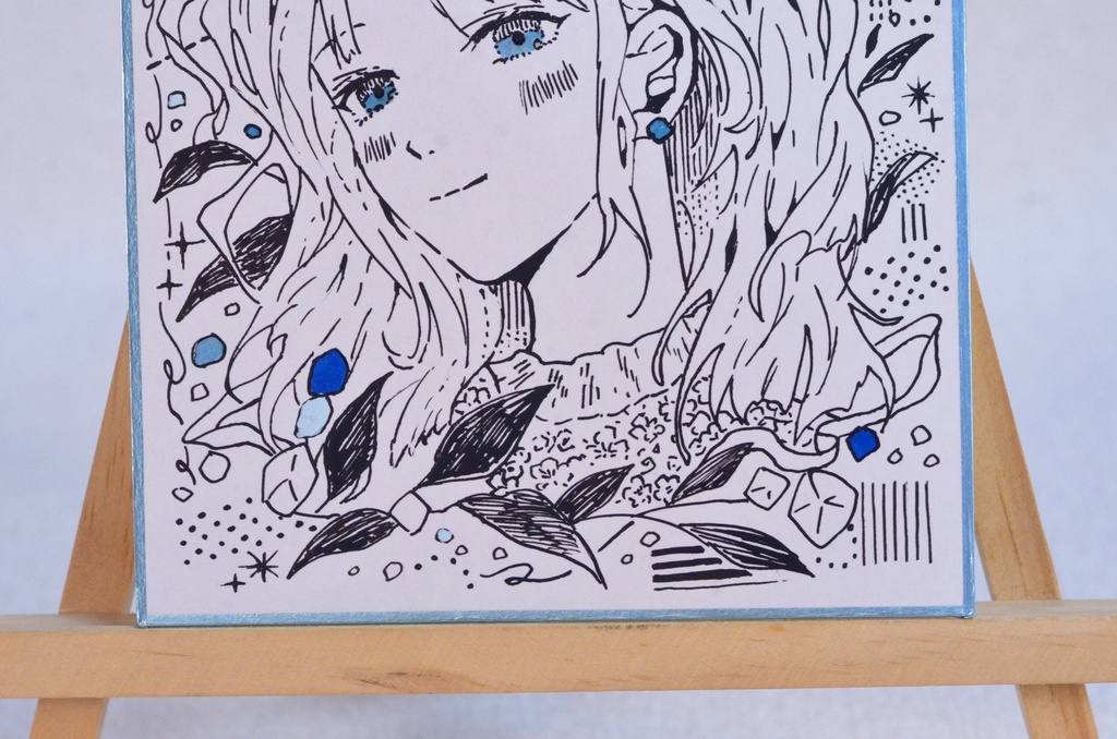 オリジナル 手描きイラスト モノクロ 女の子 「晴れやかな気持ちで」 1/4色紙サイズ 原画