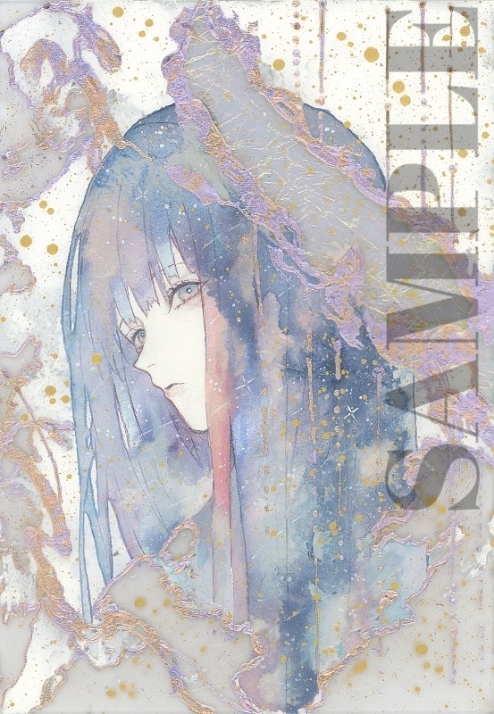 手描きイラスト 「流れ星が降る夜に」 オリジナル 女の子 アクリル板 A5サイズ 原画 透明水彩