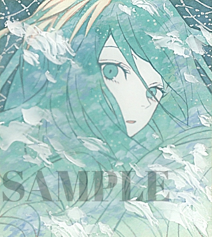 オリジナル 手描きイラスト 女の子 「浅葱色に染まる」 1/4色紙サイズ 透明水彩 原画