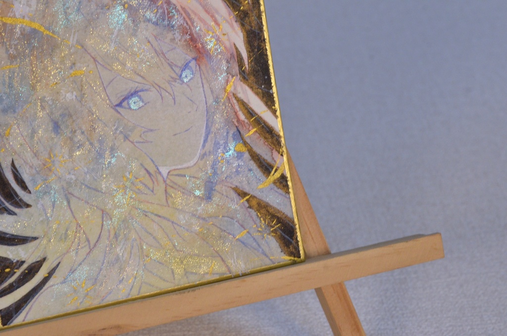 オリジナル 手描きイラスト 女の子 「四日月の夜」 1/4色紙サイズ 透明水彩 原画