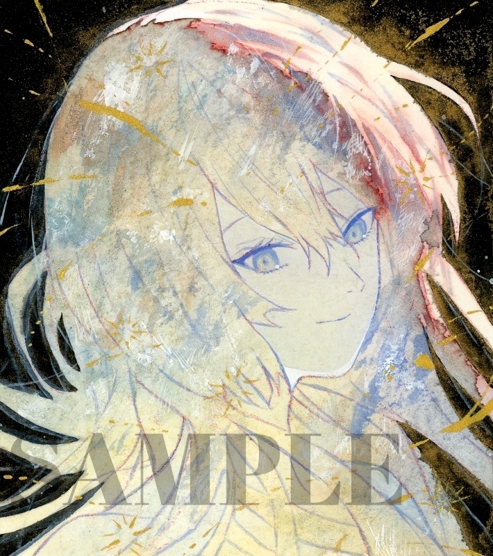 オリジナル 手描きイラスト 女の子 「四日月の夜」 1/4色紙サイズ 透明水彩 原画