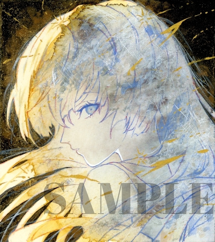 オリジナル 手描きイラスト 女の子 「有明月の夜」 1/4色紙サイズ 透明水彩 原画