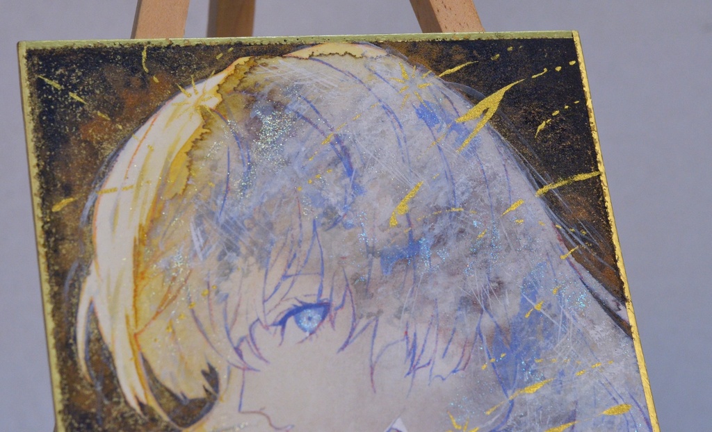 オリジナル 手描きイラスト 女の子 「有明月の夜」 1/4色紙サイズ 透明水彩 原画