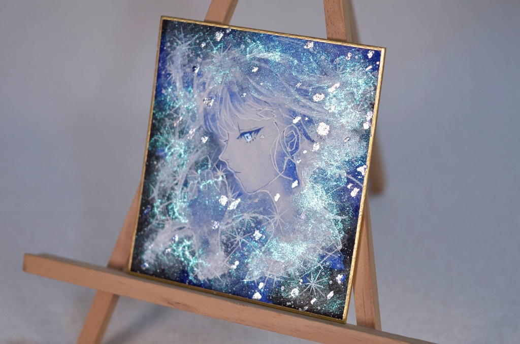 オリジナル 手描きイラスト 女の子 「星屑の瞬き」 1/4色紙サイズ 透明水彩 原画