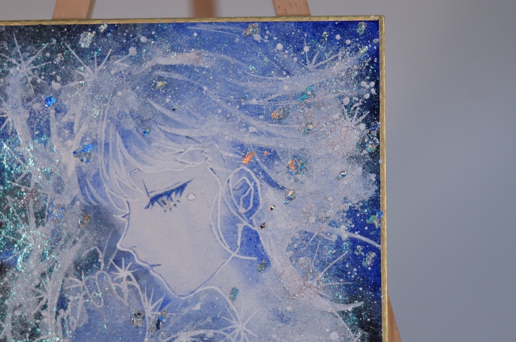 オリジナル 手描きイラスト 女の子 「星屑の瞬き」 1/4色紙サイズ 透明水彩 原画