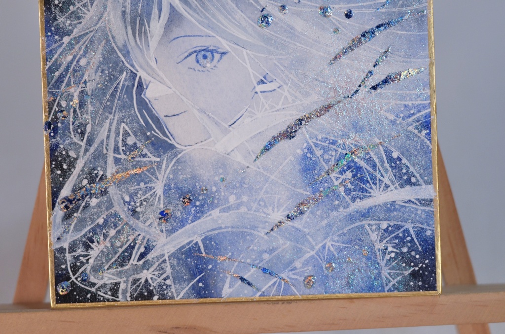 オリジナル 手描きイラスト 女の子 「流星の瞬き」 1/4色紙サイズ 透明水彩 原画