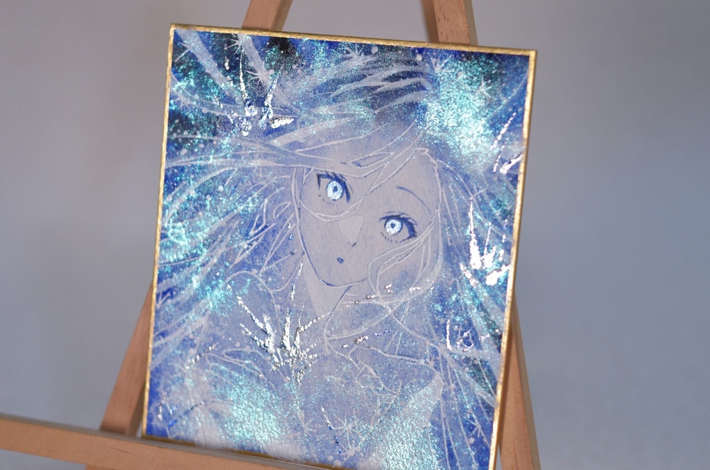 オリジナル 手描きイラスト 女の子 「星灯りの瞬き」 1/4色紙サイズ 透明水彩 原画