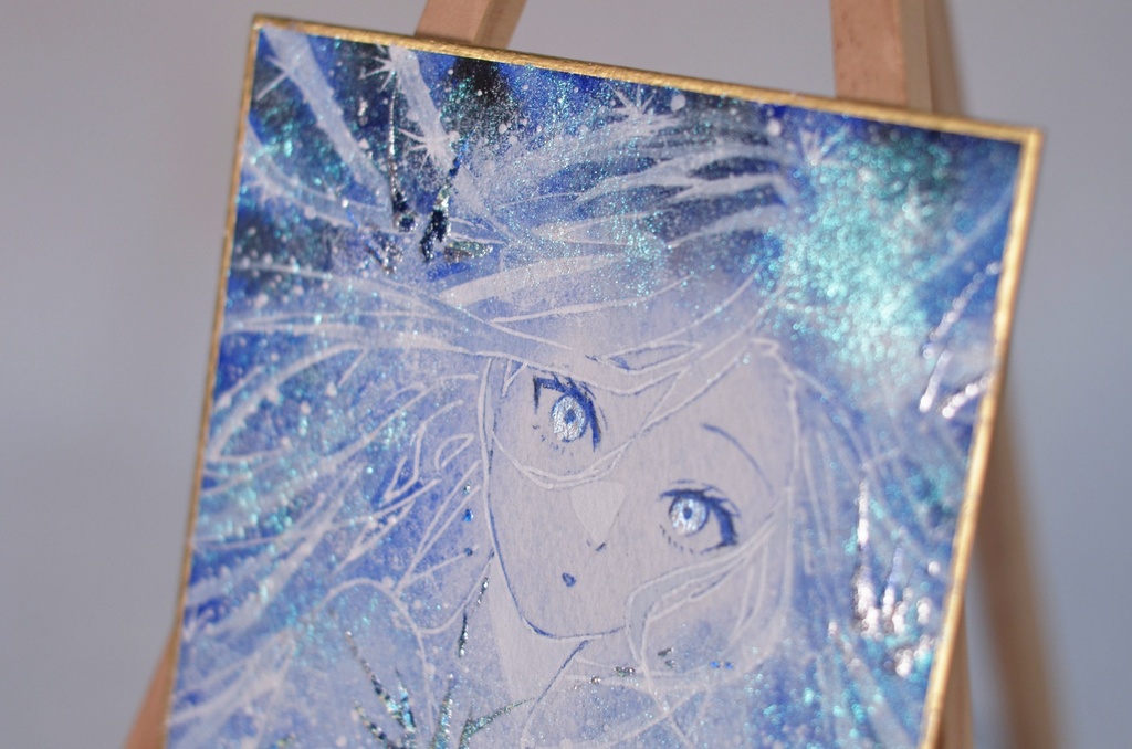 オリジナル 手描きイラスト 女の子 「星灯りの瞬き」 1/4色紙サイズ 透明水彩 原画