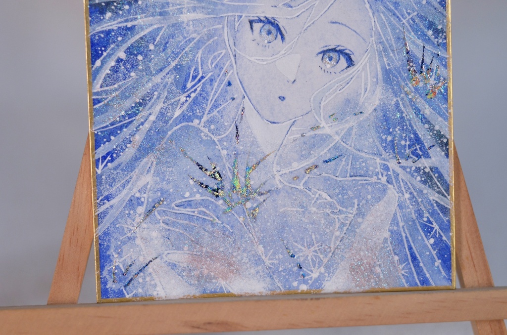 オリジナル 手描きイラスト 女の子 「星灯りの瞬き」 1/4色紙サイズ 透明水彩 原画