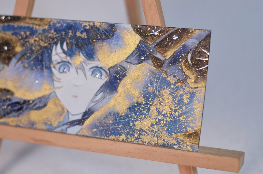手描きイラスト 4種類 オリジナル 女の子 男の子 青年 短冊 しおり 透明水彩 アナログ 原画