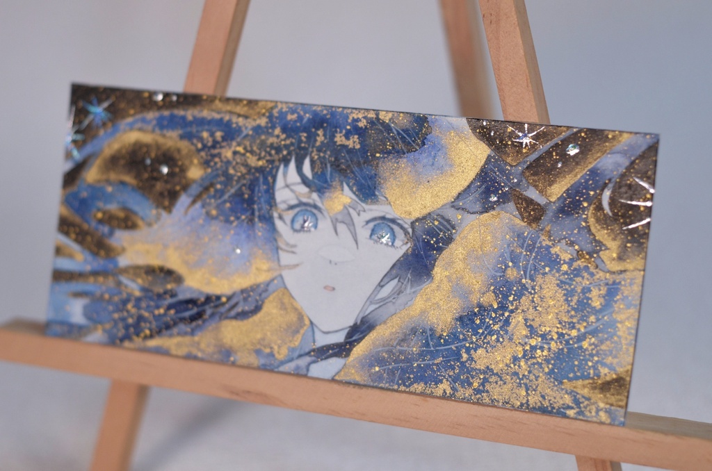手描きイラスト 4種類 オリジナル 女の子 男の子 青年 短冊 しおり 透明水彩 アナログ 原画