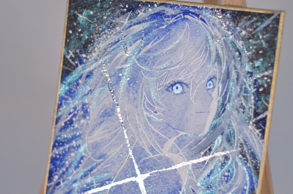 オリジナル 手描きイラスト 女の子 「一番星の瞬き」 1/4色紙サイズ 透明水彩 原画