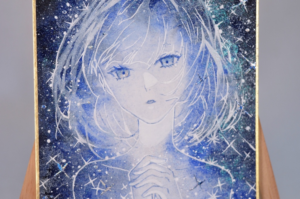 オリジナル 手描きイラスト 女の子 「煌星の瞬き」 1/4色紙サイズ 透明水彩 原画