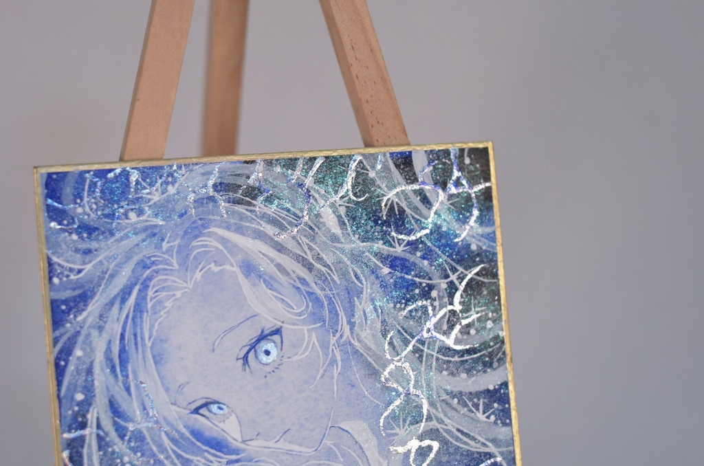 オリジナル 手描きイラスト 女の子 「星海の瞬き」 1/4色紙サイズ 透明水彩 原画