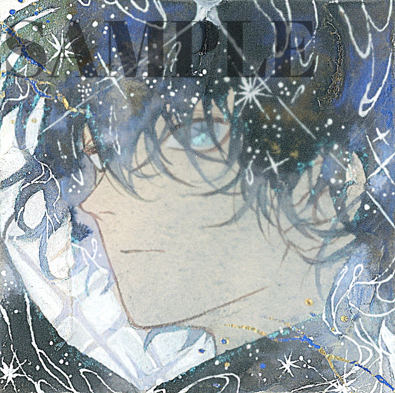 手描きイラスト 「空を見上げたら」 オリジナル 青年 男の子 正方形サイズ 透明水彩 原画