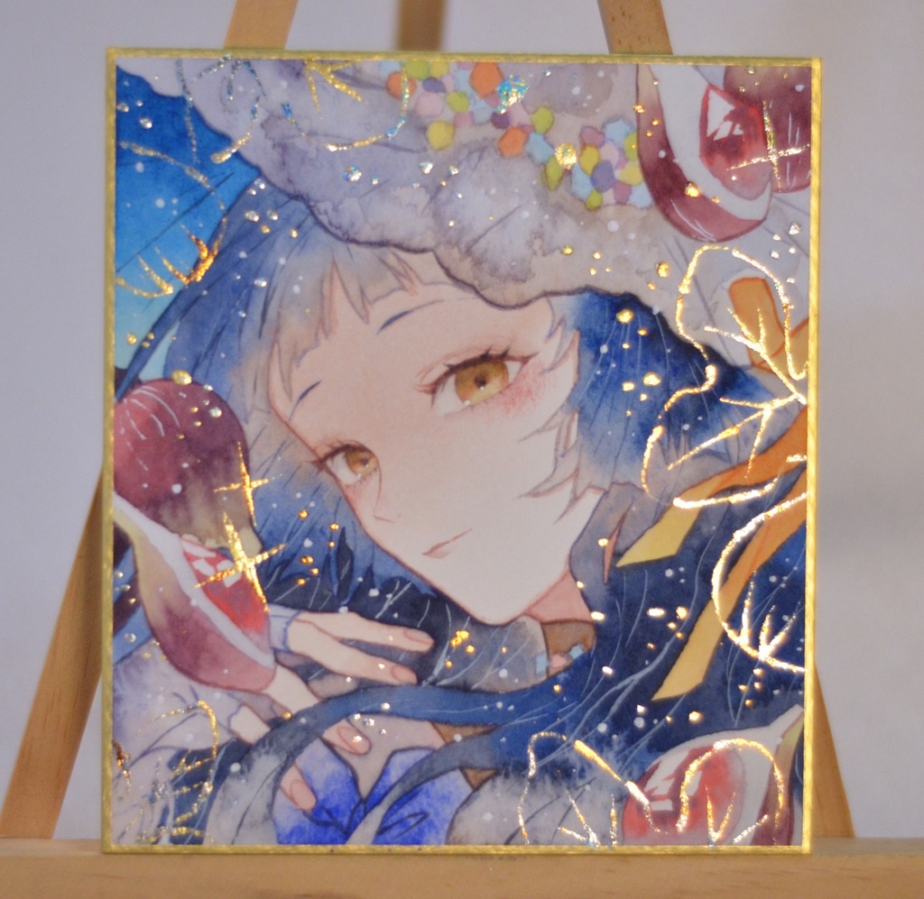 オリジナル　手描きイラスト　女の子　「無花果の魔女」 1/4色紙サイズ　透明水彩　原画