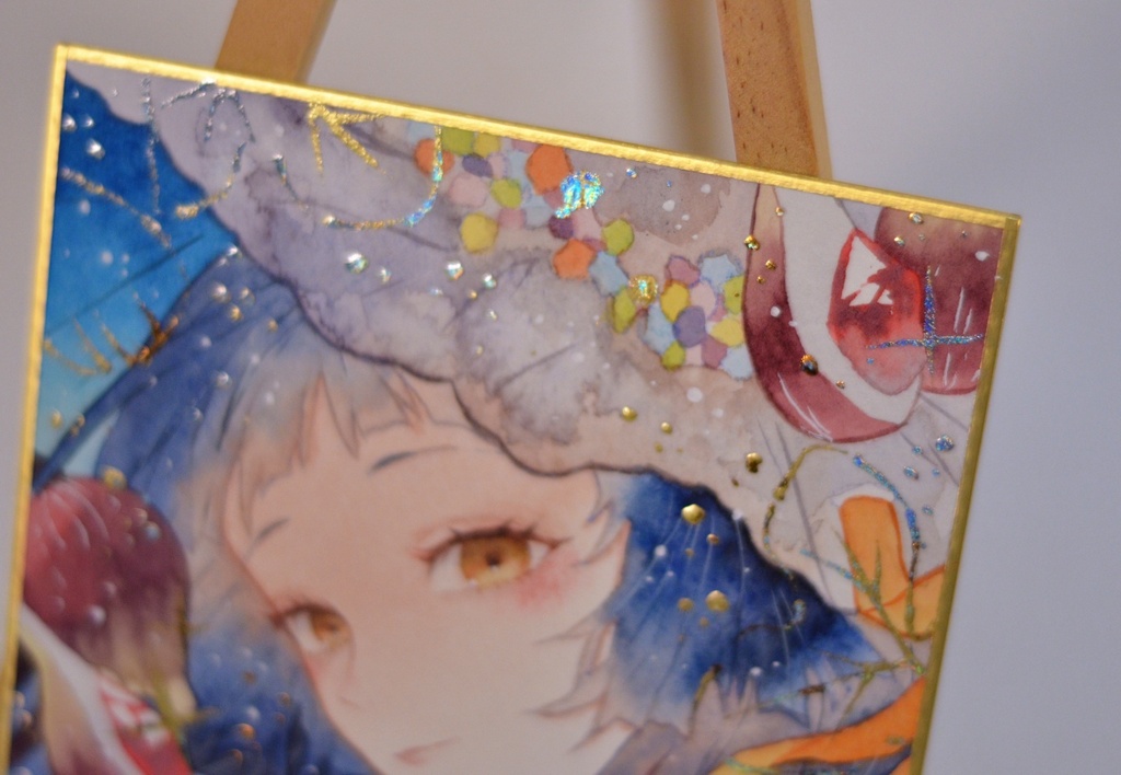 オリジナル 手描きイラスト 女の子 「無花果の魔女」 1/4色紙サイズ 透明水彩 原画