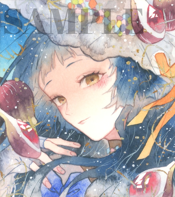 オリジナル 手描きイラスト 女の子 「無花果の魔女」 1/4色紙サイズ 透明水彩 原画