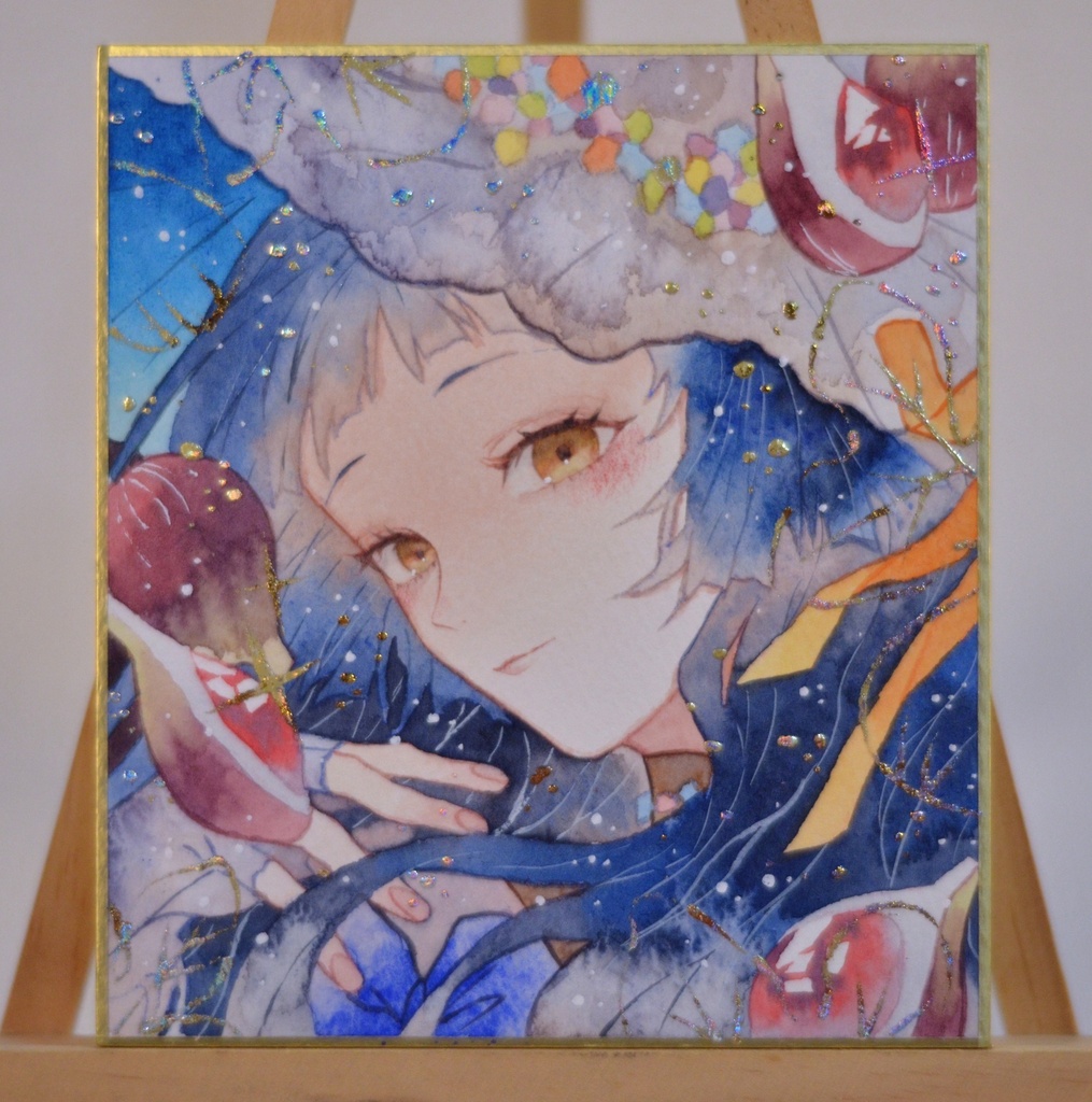 オリジナル 手描きイラスト 女の子 「無花果の魔女」 1/4色紙サイズ 透明水彩 原画