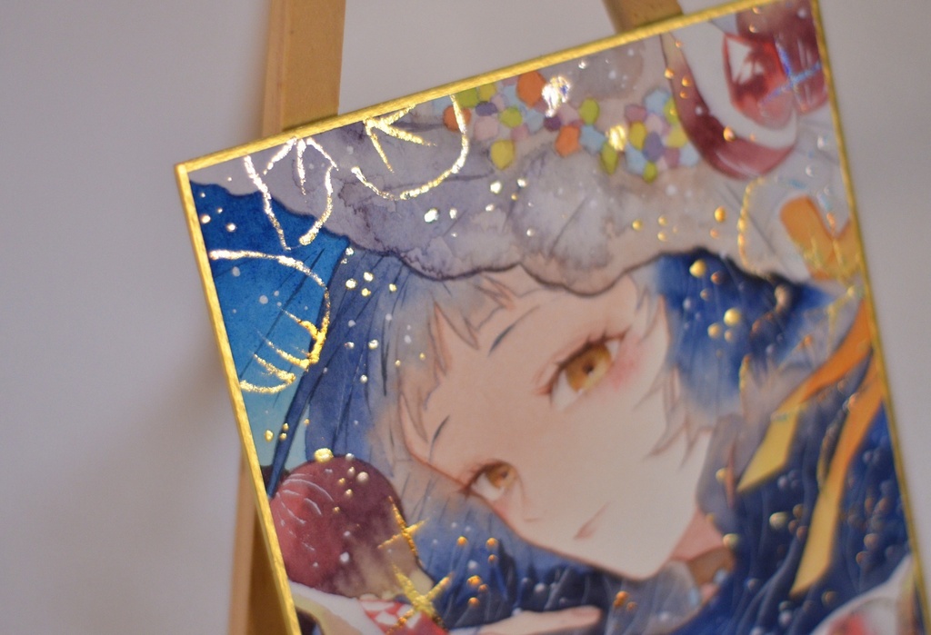 オリジナル 手描きイラスト 女の子 「無花果の魔女」 1/4色紙サイズ 透明水彩 原画