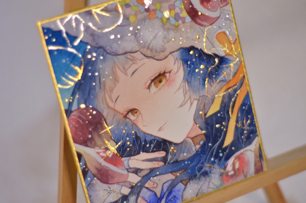オリジナル 手描きイラスト 女の子 「無花果の魔女」 1/4色紙サイズ 透明水彩 原画