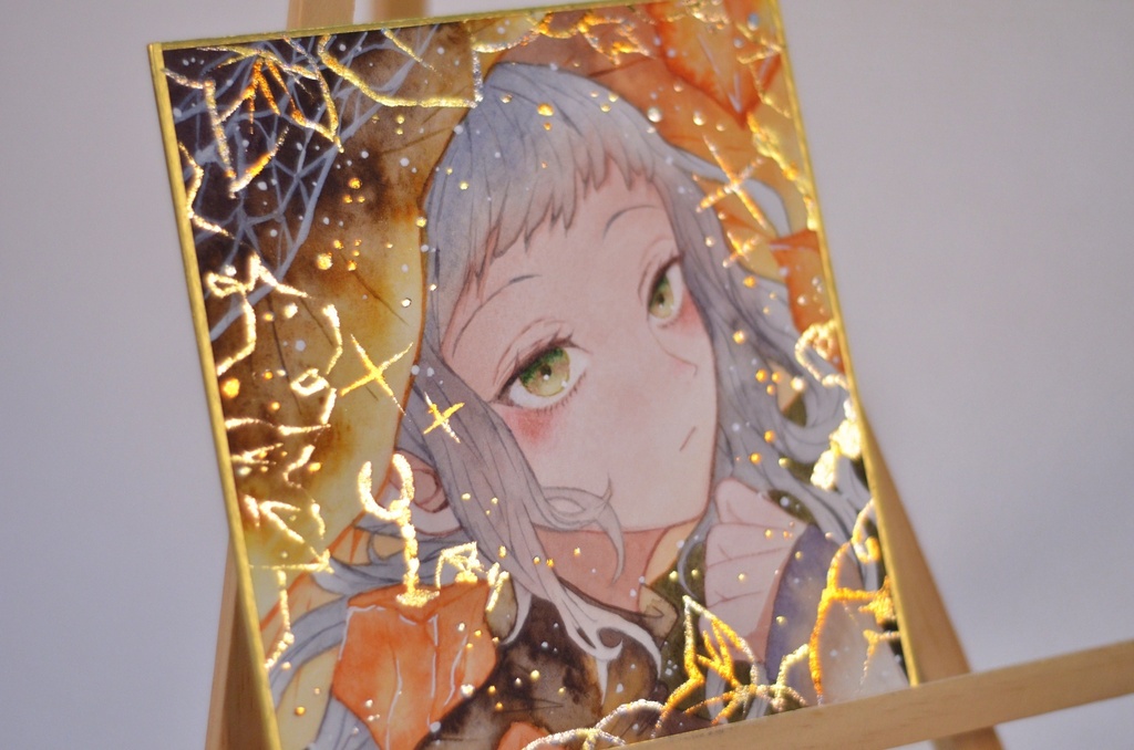 オリジナル 手描きイラスト 女の子 「鬼灯の魔女」 1/4色紙サイズ 透明水彩 原画