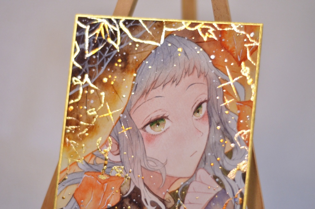 オリジナル 手描きイラスト 女の子 「鬼灯の魔女」 1/4色紙サイズ 透明水彩 原画