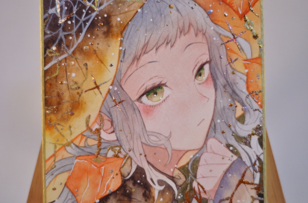 オリジナル 手描きイラスト 女の子 「鬼灯の魔女」 1/4色紙サイズ 透明水彩 原画