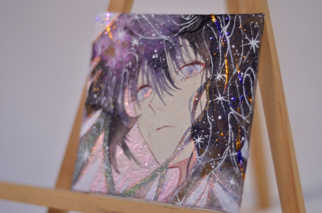 手描きイラスト 「空を纏う」 オリジナル 女の子 正方形サイズ 透明水彩 原画