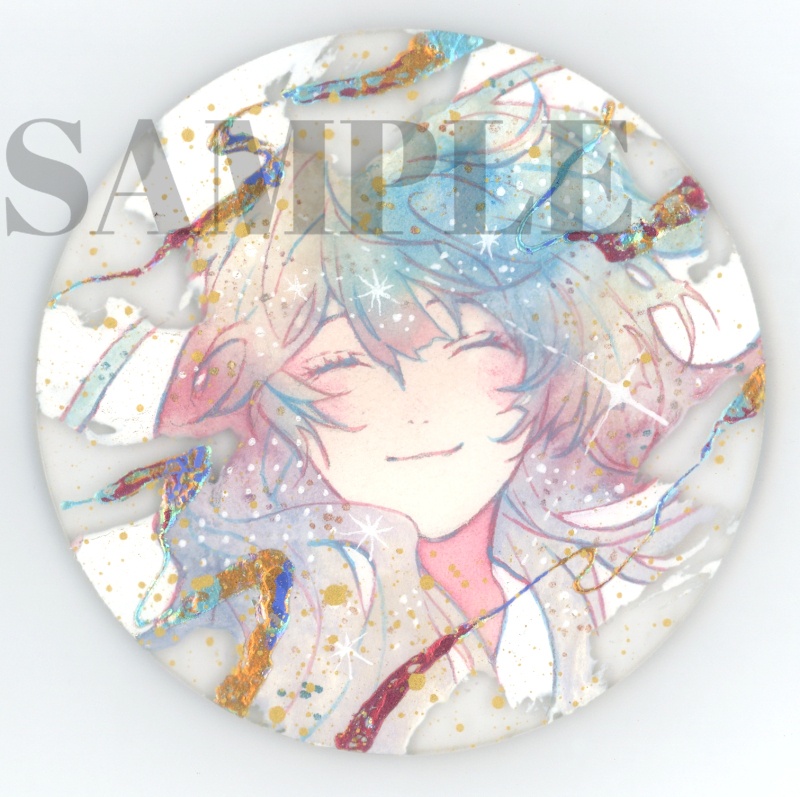 手描きイラスト 「空に微笑んで」 オリジナル 女の子 アクリル板 円型サイズ 原画 透明水彩