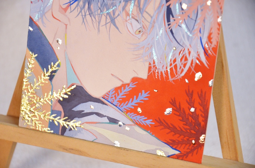 手描きイラスト 「風が凪ぐ」 オリジナル 男の子 青年 イラストボード ポスターカラー 原画