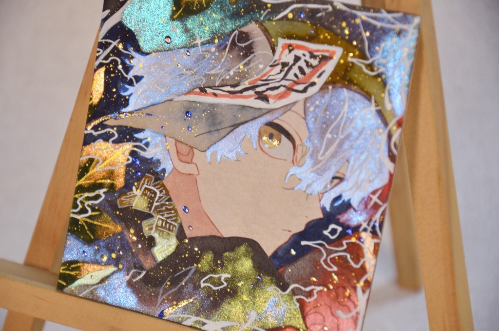 手描きイラスト 「気まぐれキョンシー」 オリジナル 男の子 青年 正方形 透明水彩 原画