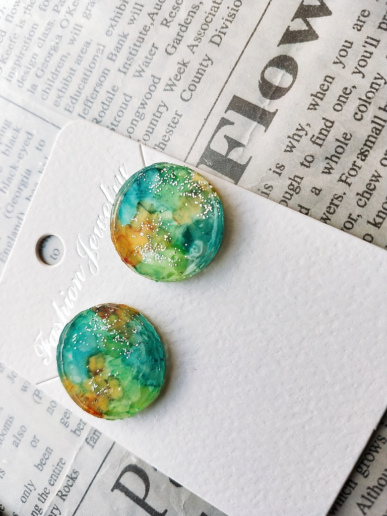 アルコールインク風ピアス②