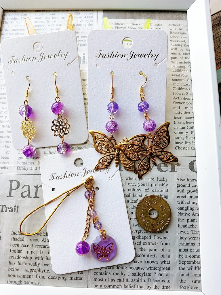 紫蝶ピアスセット
