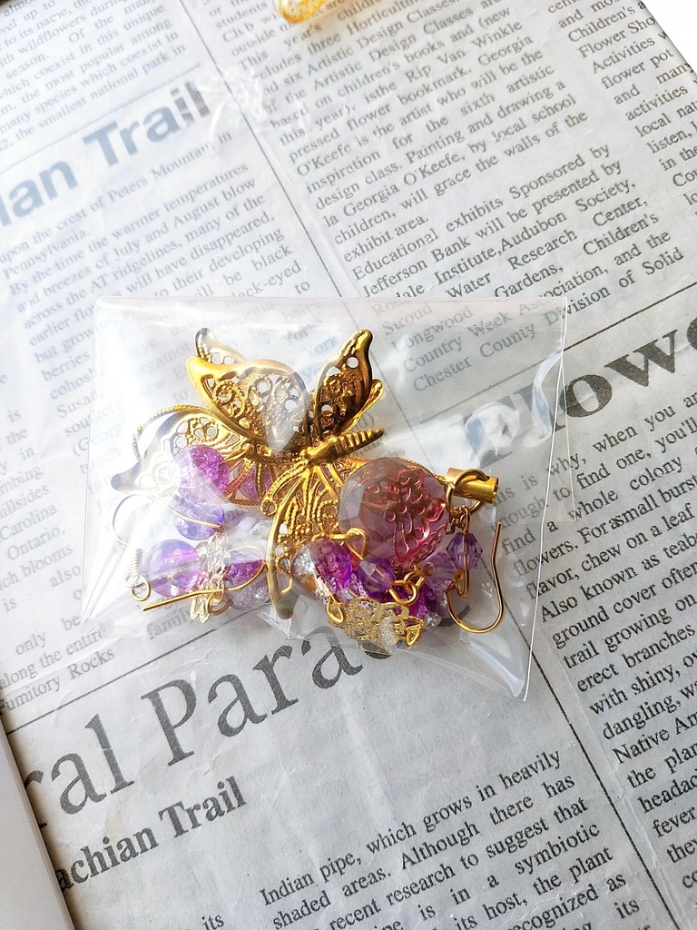 紫蝶ピアスセット