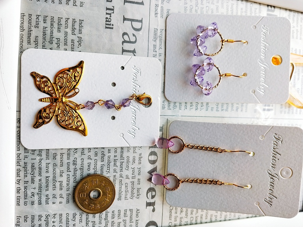 紫フープ系ピアスセット