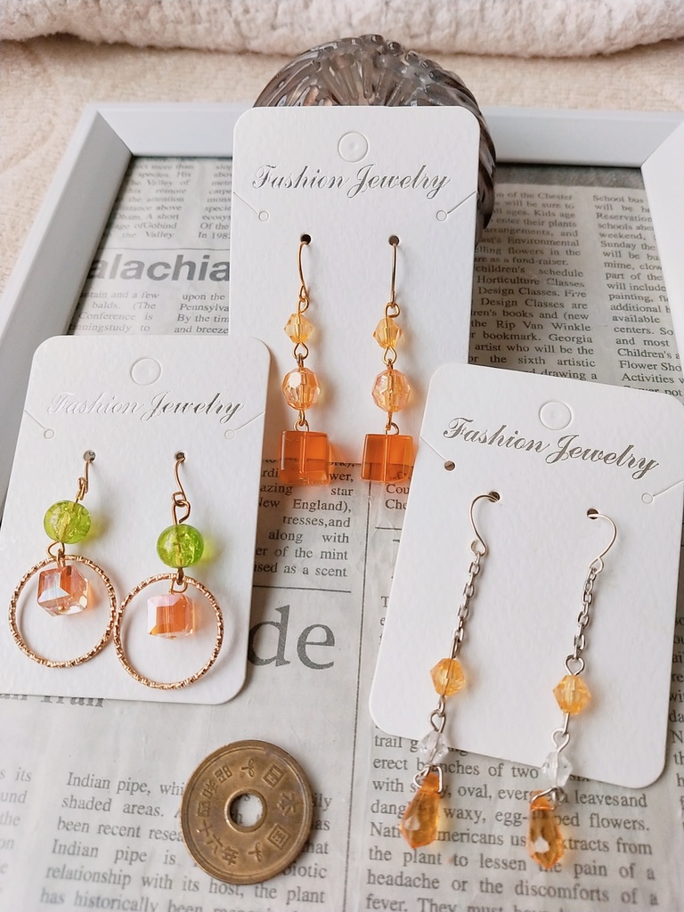 オレンジ系ピアス3点セット