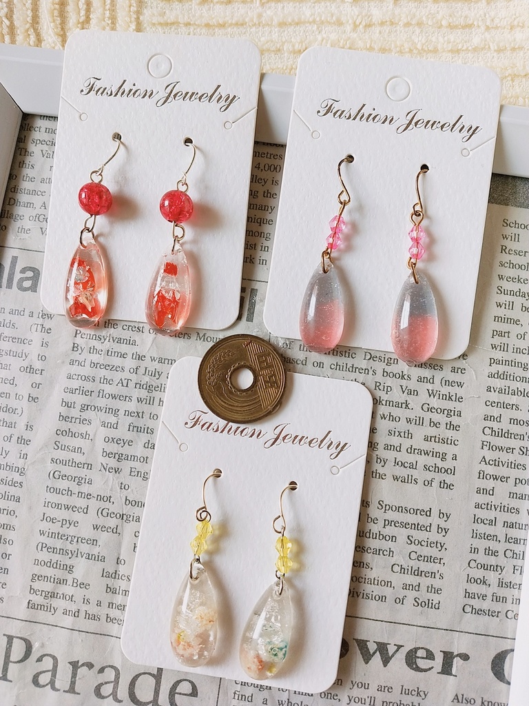 ③琉球ガラス入りピアス3セット