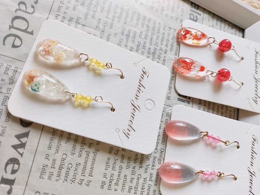 ③琉球ガラス入りピアス3セット