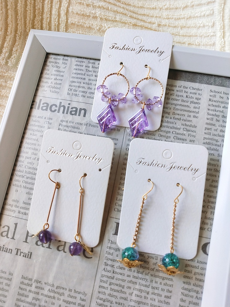 紫系ピアス3点セット