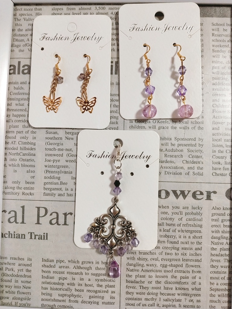 紫色ピアスセット